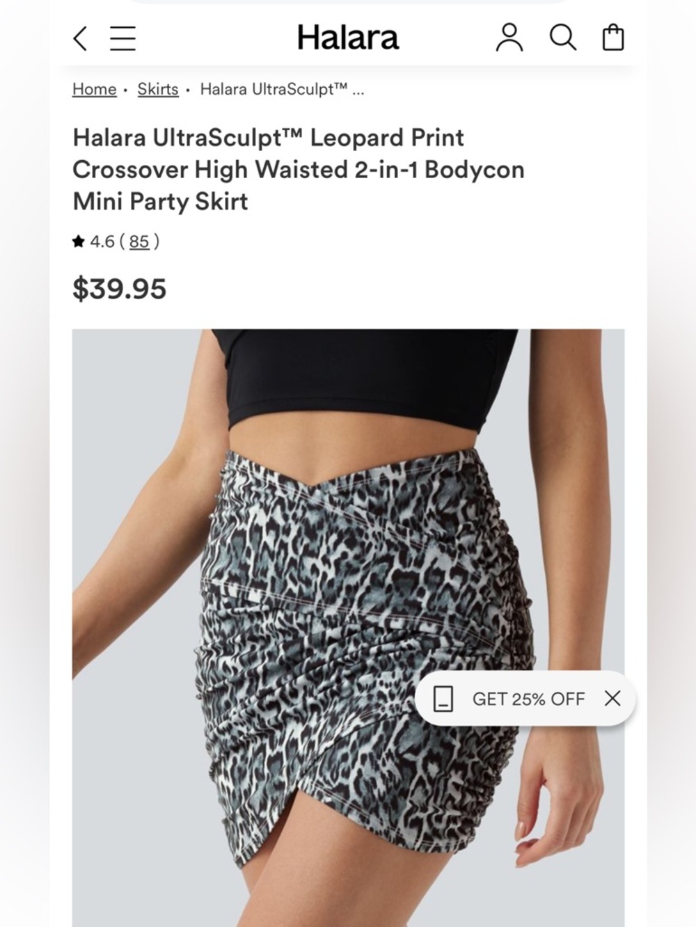 Halara Leopard Cheetah Print Skirt High-Waisted Bodycon Mini Skirt Builtin Short